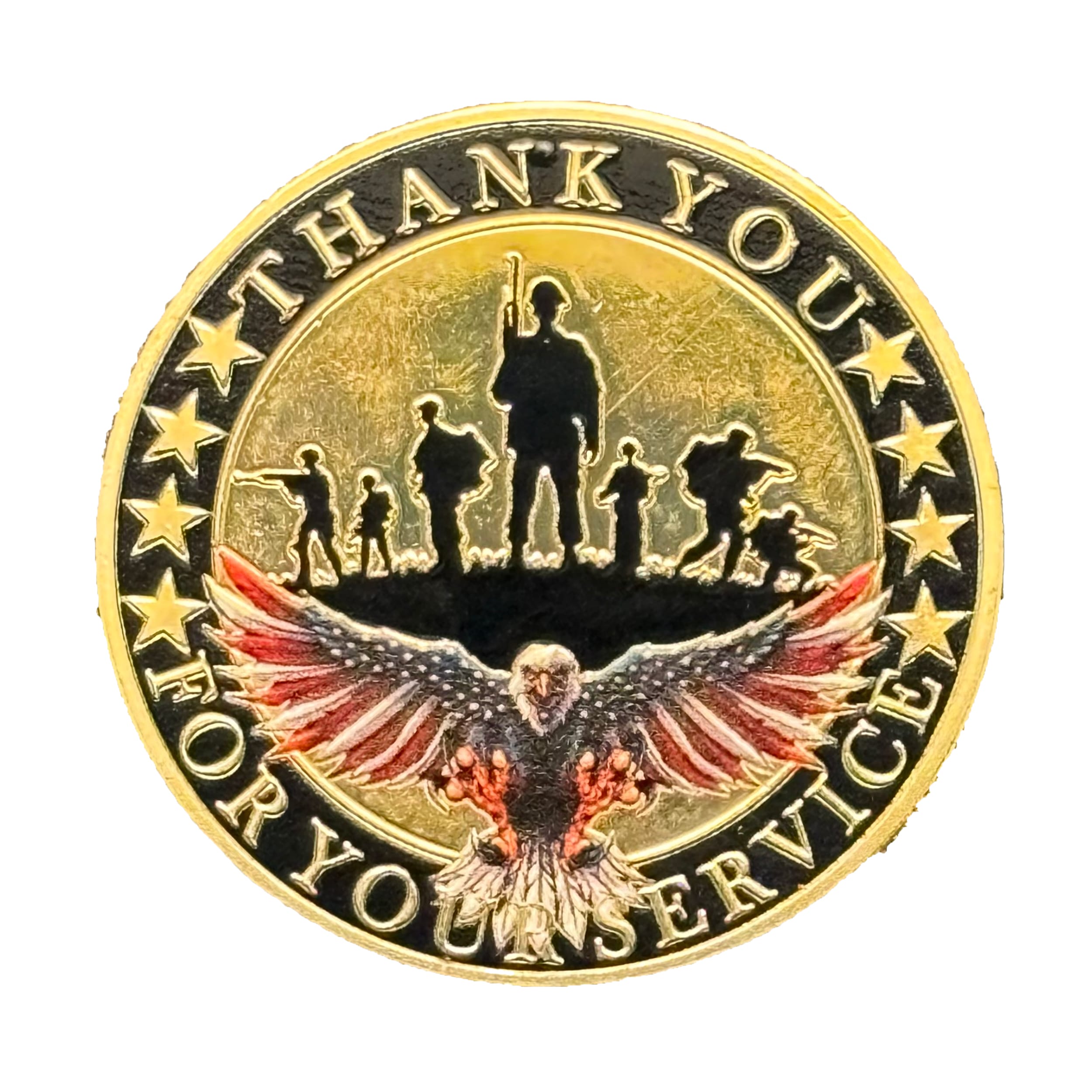 Military Veterans Thank You Commemorative Challenge Gold Coin with Eagle and Flag Design All Products Military Veterans Thank You Commemorative Challenge Gold Coin with Eagle and Flag Design All Products