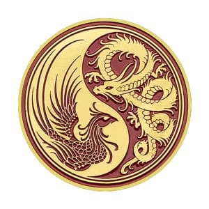 Dragon and Phoenix Chinese Tai Ji Feng Shui Commemorative Gold Plated Coin Dragon and Phoenix Chinese Tai Ji Feng Shui Commemorative Gold Plated Coin