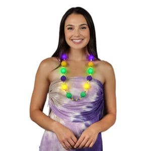 Light Up Party Balls Mardi Gras Beaded Festival Necklace
