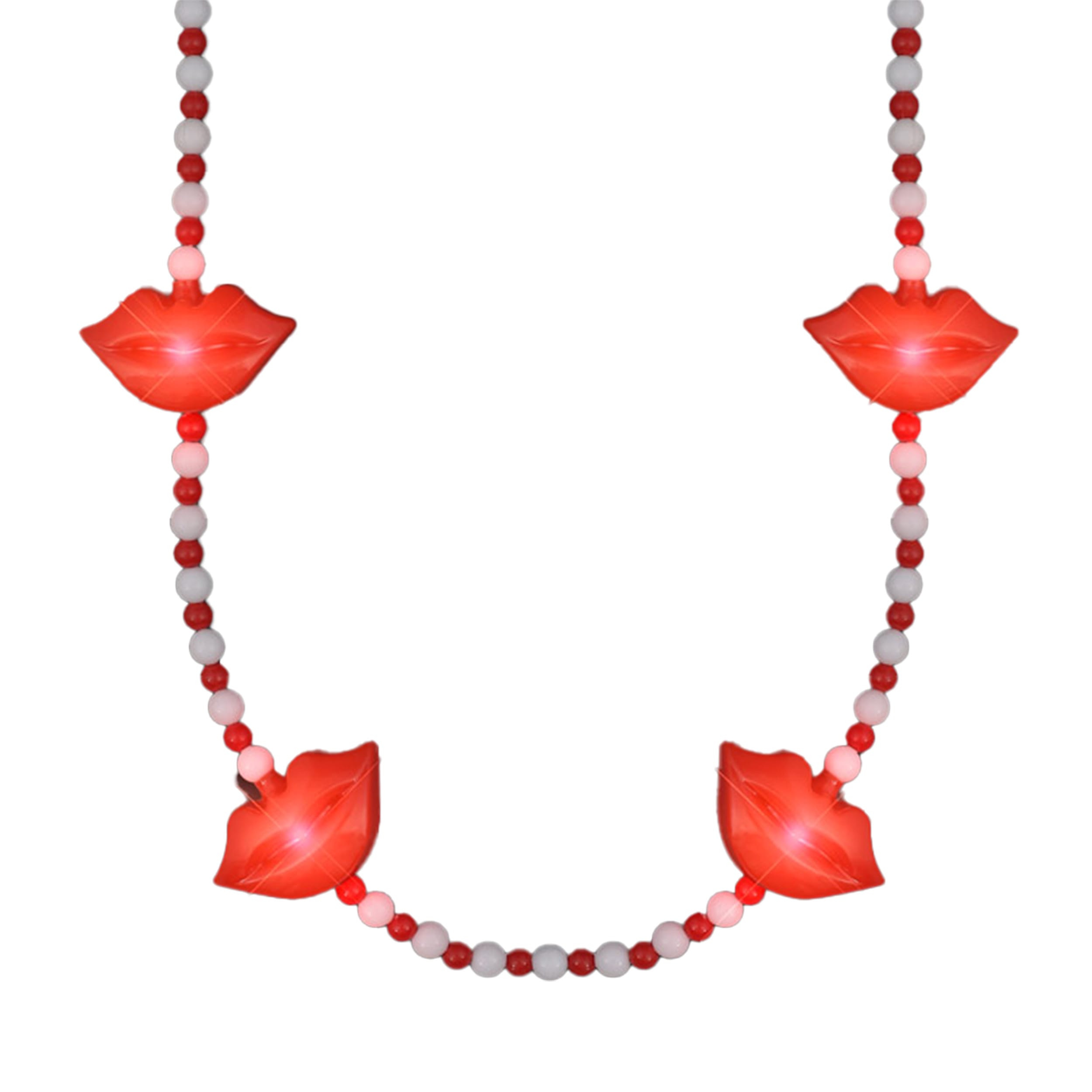 Kissy Red Lips Light Up Beaded Necklace All Products Kissy Red Lips Light Up Beaded Necklace All Products 2