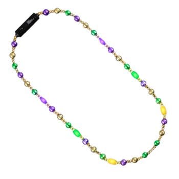 Disco Glam Edition Metallic Mardi Gras Beads Necklace with 6 LED Lights All Products