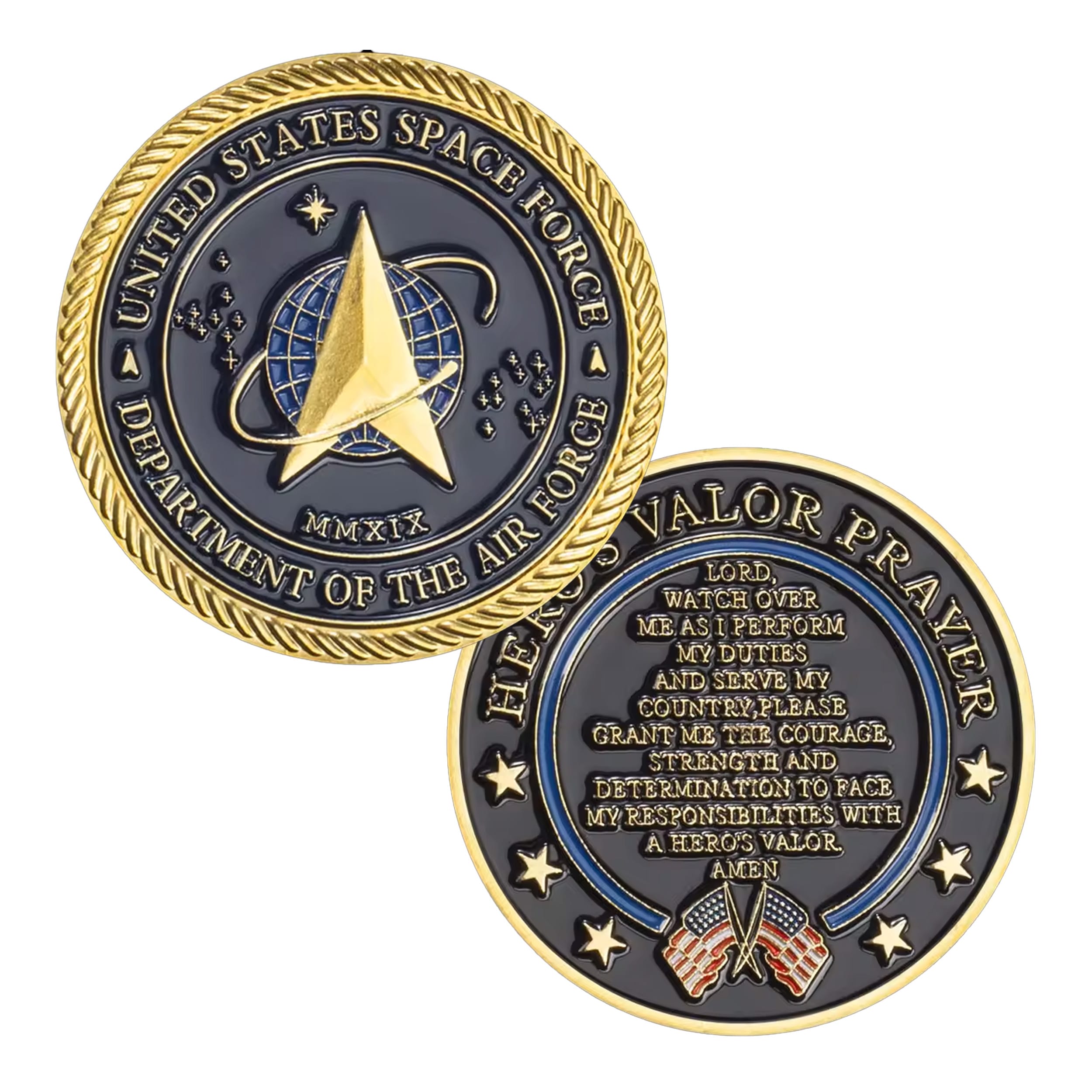 Gold Plated United States Space Force Challenge Coin and Heros Valor Prayer for Courage Souvenirs Air Force Gold Plated United States Space Force Challenge Coin and Heros Valor Prayer for Courage Souvenirs Air Force 7