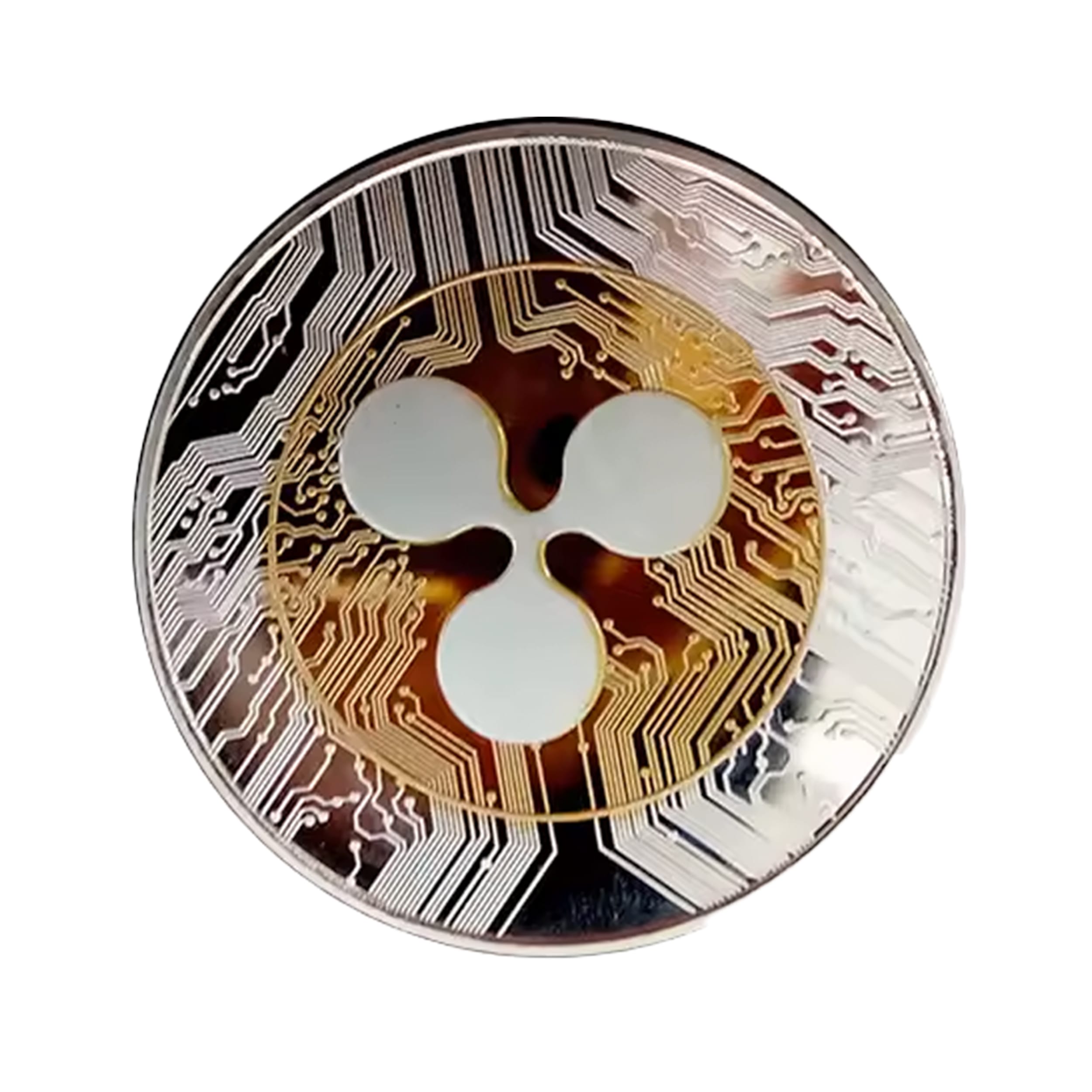 XRP Ripple Blockchain Crypto Gold on Silver Plated Coin All Products XRP Ripple Blockchain Crypto Gold on Silver Plated Coin All Products