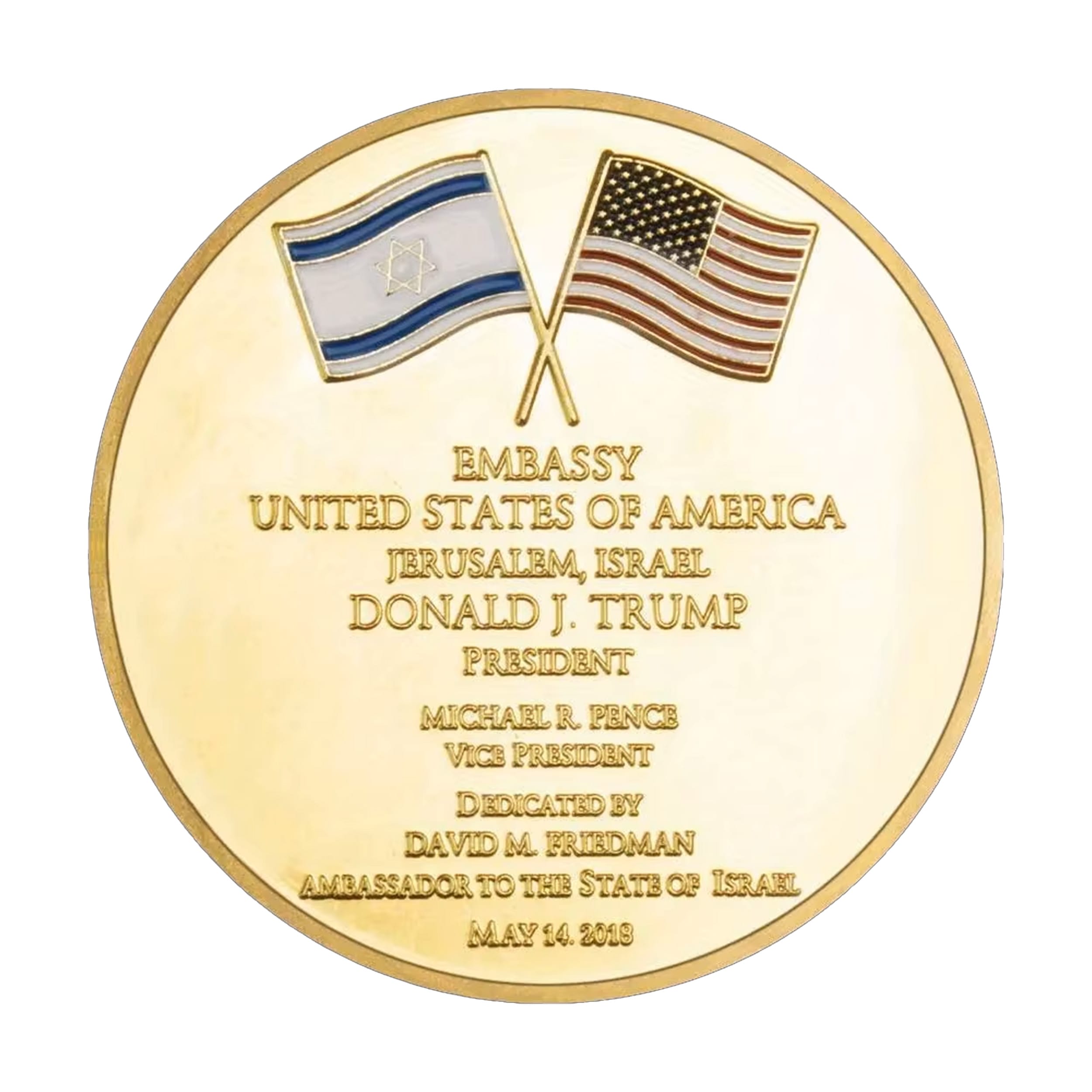 Jerusalem US Embassy Donald Trump Souvenir Commemorative Gold Plated Coin All Products Jerusalem US Embassy Donald Trump Souvenir Commemorative Gold Plated Coin All Products