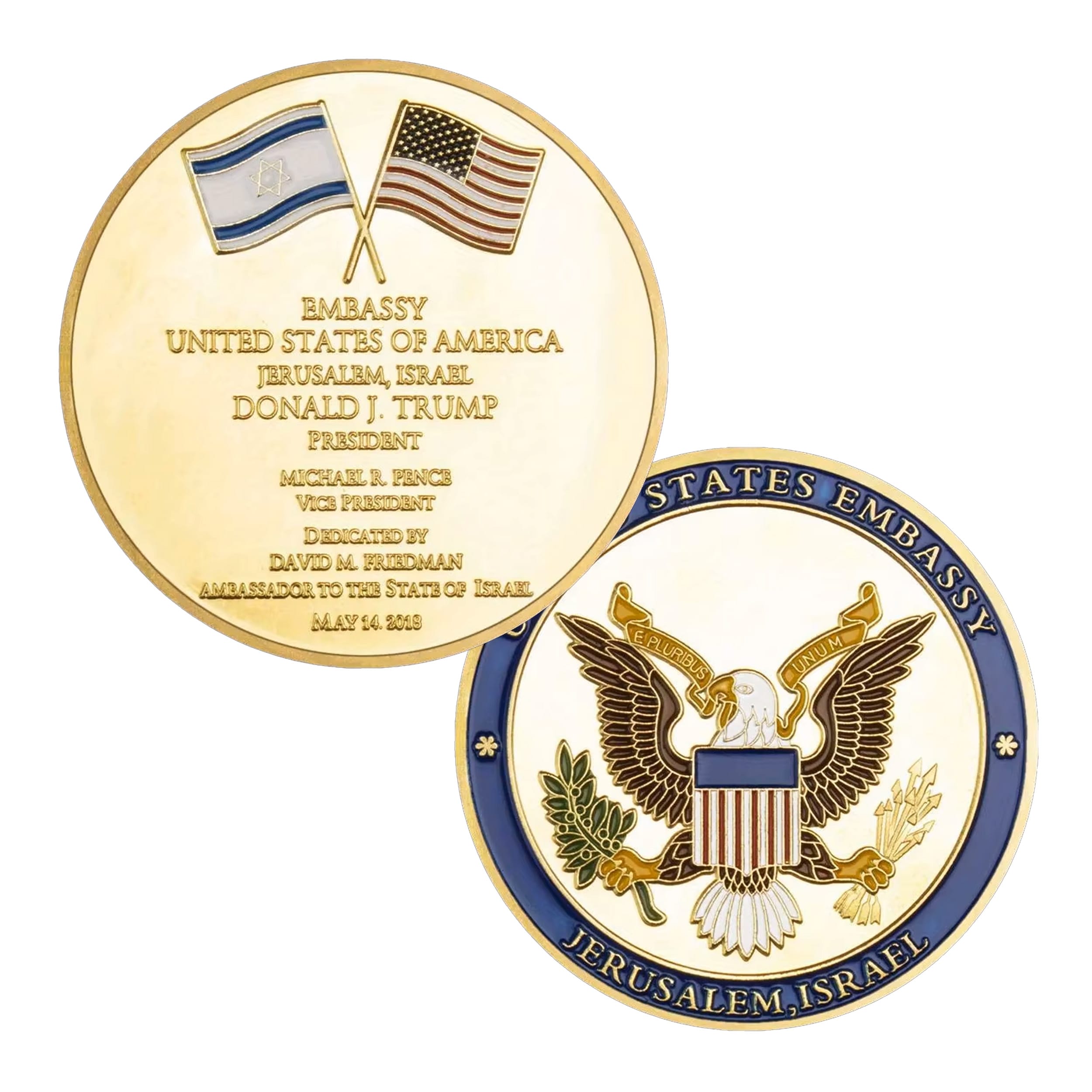 Jerusalem US Embassy Donald Trump Souvenir Commemorative Gold Plated Coin All Products Jerusalem US Embassy Donald Trump Souvenir Commemorative Gold Plated Coin All Products 6