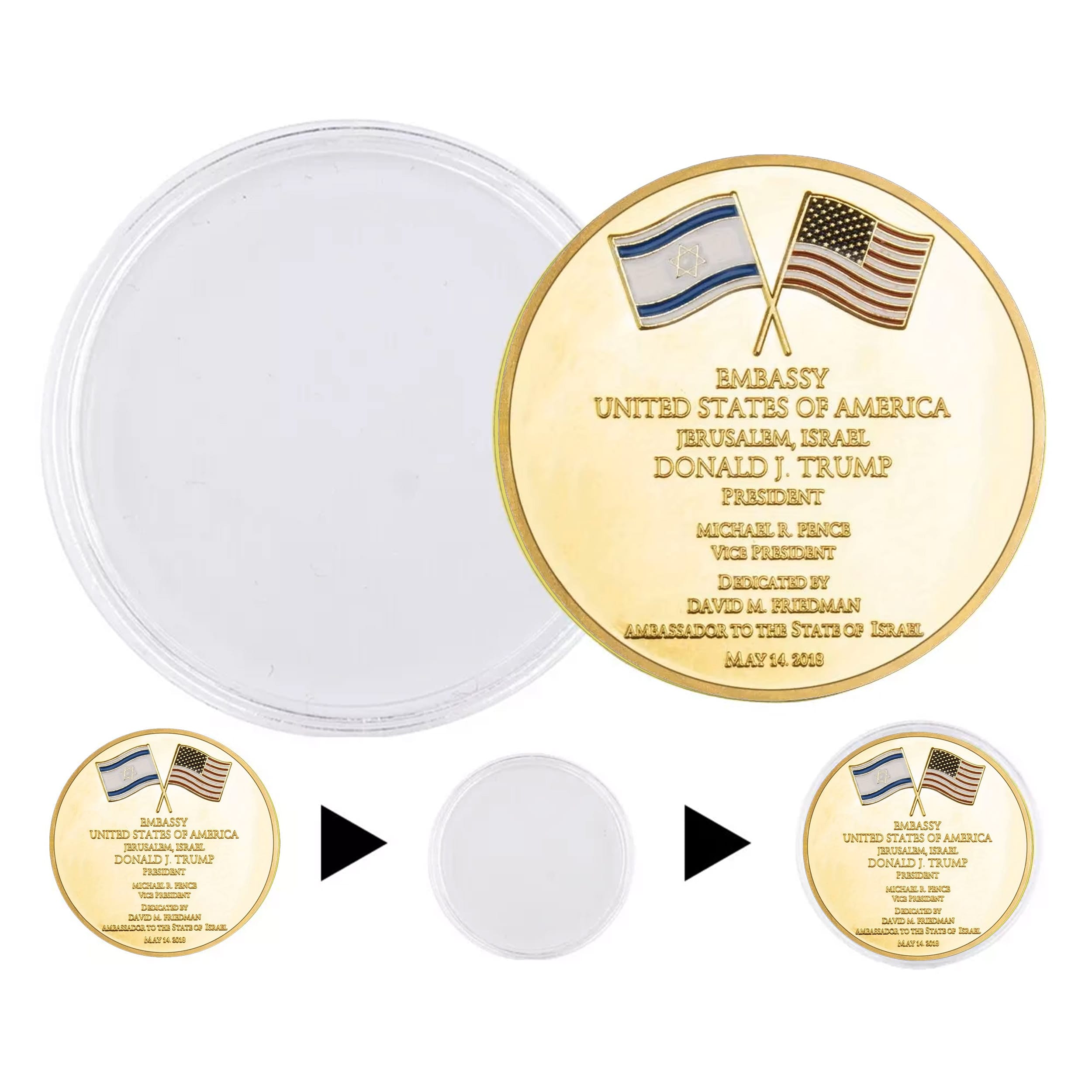 Jerusalem US Embassy Donald Trump Souvenir Commemorative Gold Plated Coin All Products Jerusalem US Embassy Donald Trump Souvenir Commemorative Gold Plated Coin All Products 7