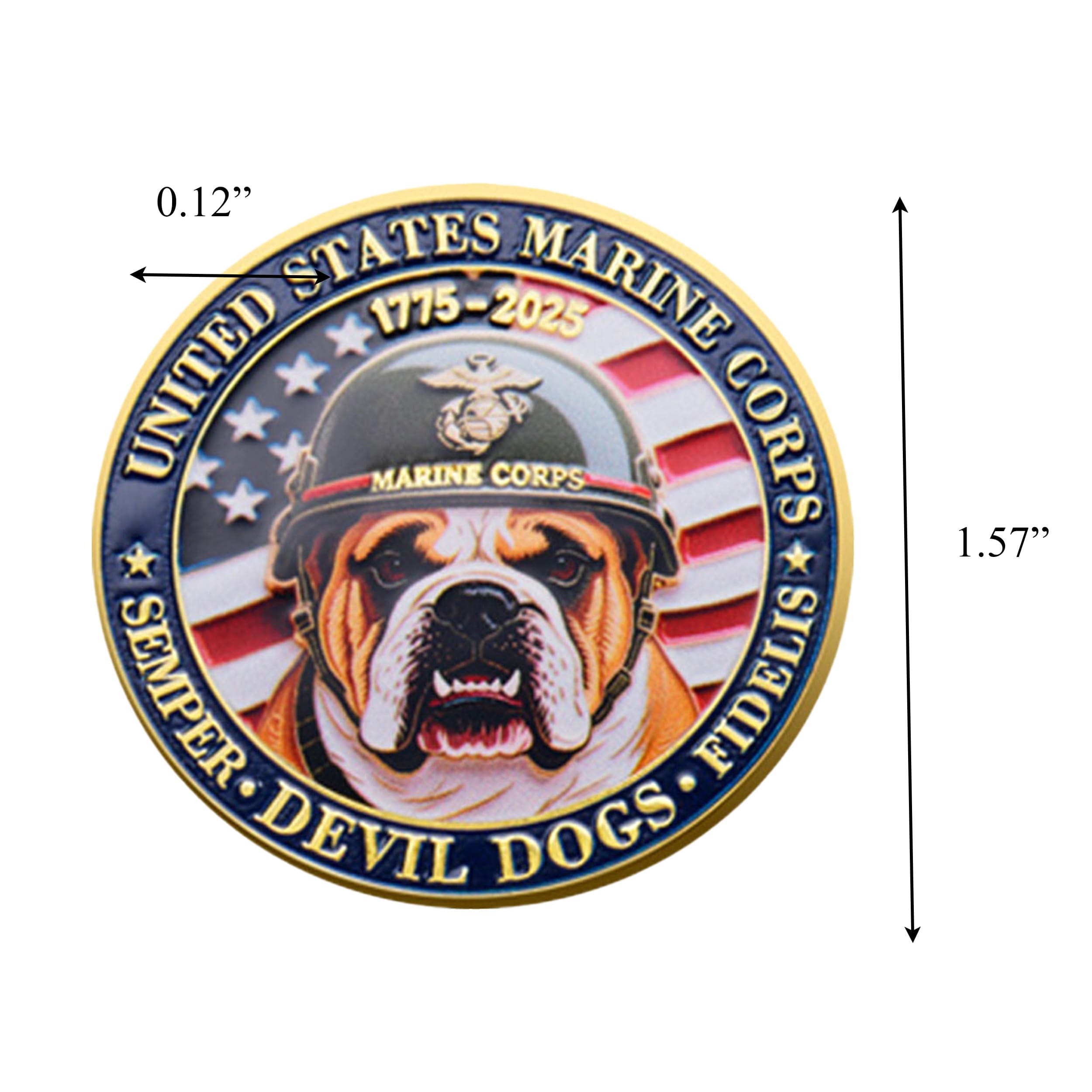 Bulldog Design US Marine Corps 250th Anniversary Challenge Gold Plated Coin 4th of July Bulldog Design US Marine Corps 250th Anniversary Challenge Gold Plated Coin 4th of July 2
