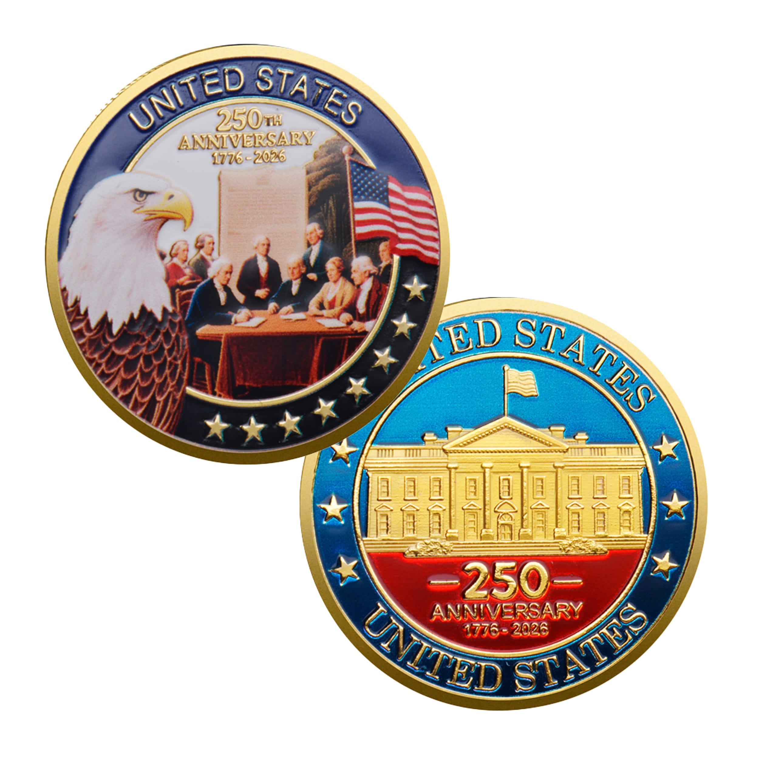 Founders Edition 250th Anniversary of the United States Commemorative Gold Plated Coin 4th of July Founders Edition 250th Anniversary of the United States Commemorative Gold Plated Coin 4th of July 6
