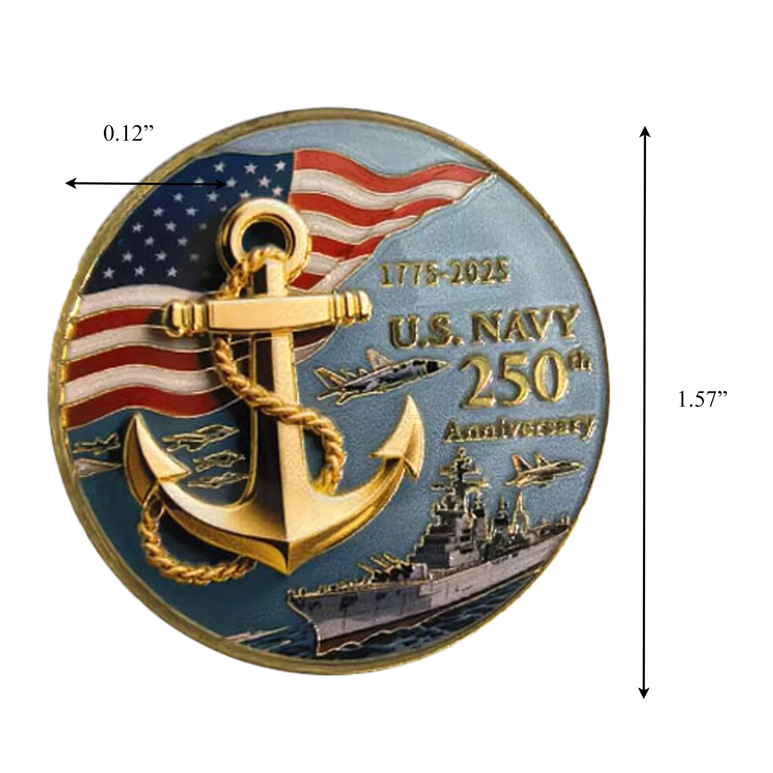 1775 to 2025 US Navy 250th Anniversary Commemorative Coin Battleship Edition 4th of July 1775 to 2025 US Navy 250th Anniversary Commemorative Coin Battleship Edition 4th of July 4