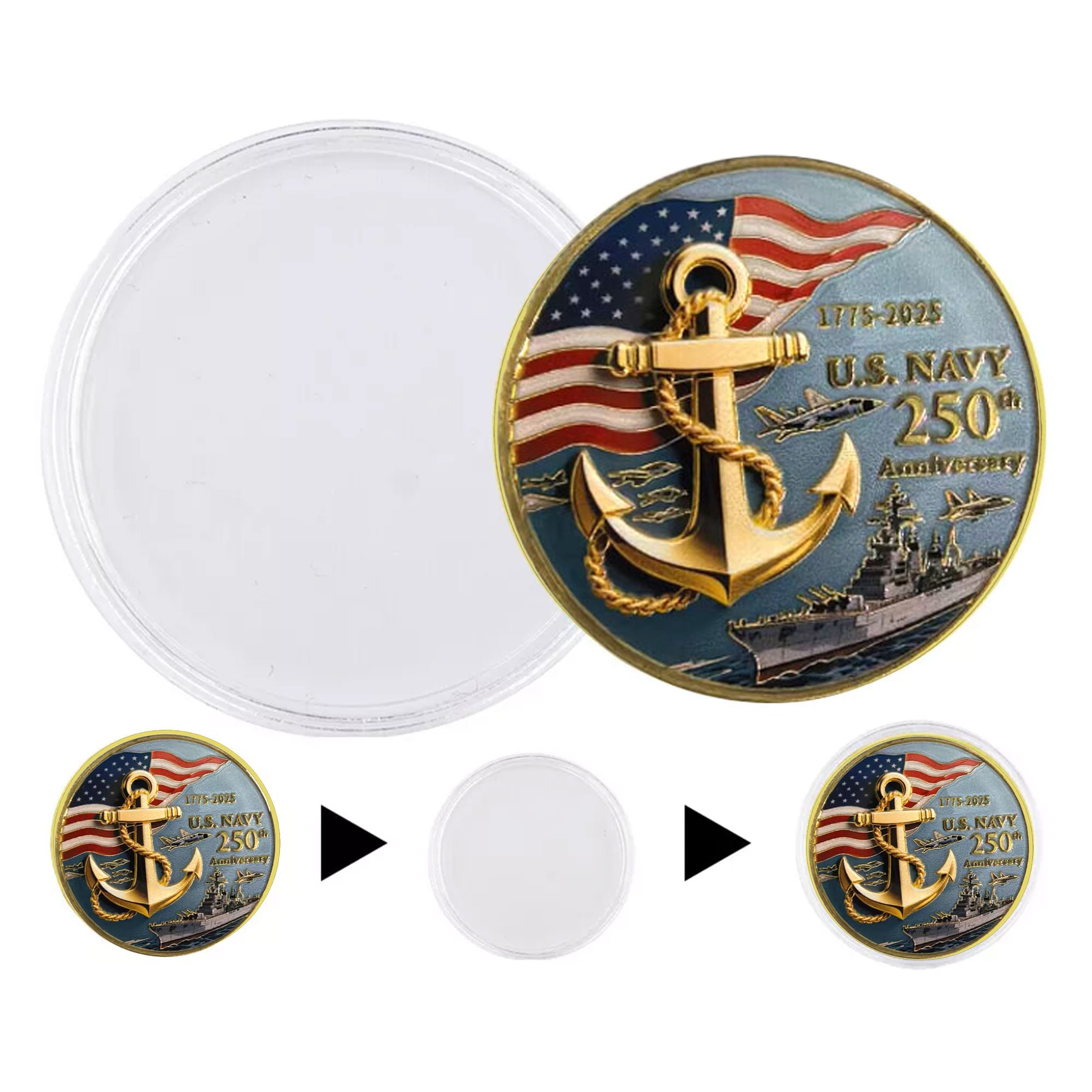 1775 to 2025 US Navy 250th Anniversary Commemorative Coin Battleship Edition 4th of July 1775 to 2025 US Navy 250th Anniversary Commemorative Coin Battleship Edition 4th of July 6