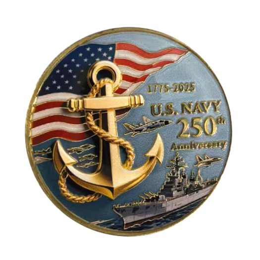 1775 to 2025 US Navy 250th Anniversary Commemorative Coin Battleship Edition 4th of July 3