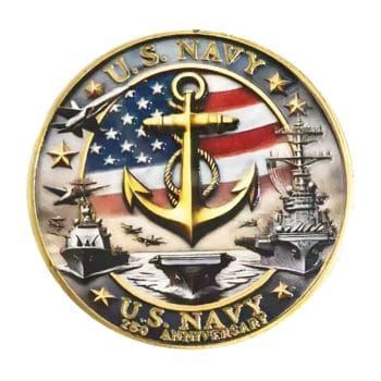 US Navy 250th Anniversary Gold Plated Commemorative Coin 4th of July US Navy 250th Anniversary Gold Plated Commemorative Coin 4th of July