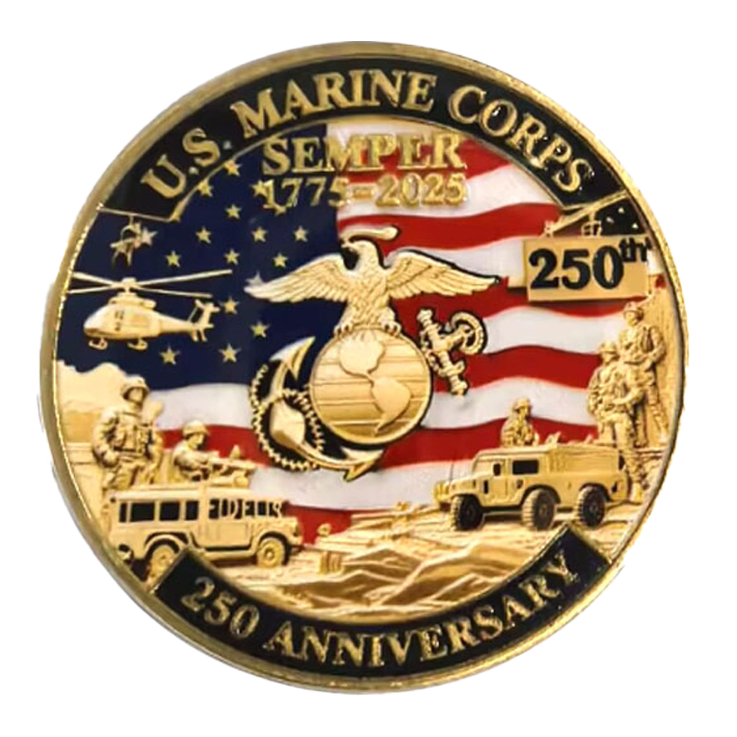 Battleground Heritage Edition US Marine Corps 250th Anniversary Gold Plated Coin 4th of July Battleground Heritage Edition US Marine Corps 250th Anniversary Gold Plated Coin 4th of July 3