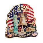 1776 to 2026 US 250th Anniversary Magnet Liberty Bell Statue of Liberty and American Flag