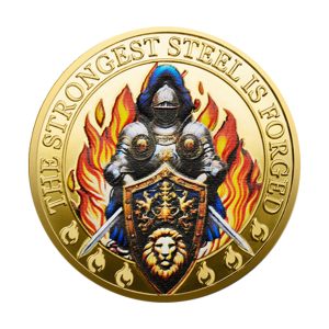 Strongest Steel Forged in Fire Inspirational Challenge Gold Plated Coin Strongest Steel Forged in Fire Inspirational Challenge Gold Plated Coin