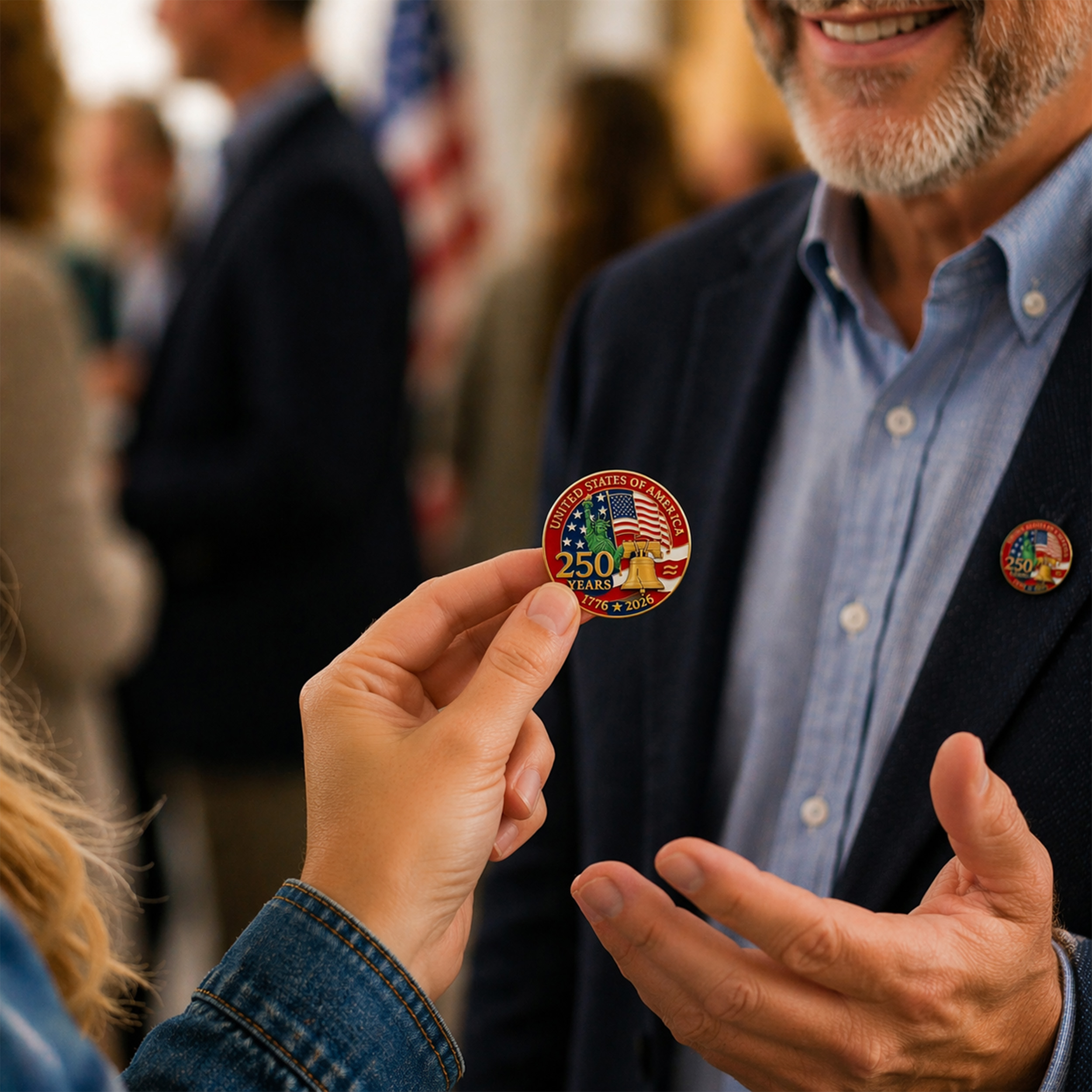 1776 to 2026 Patriotic 250th Anniversary Gold Plated Hard Enamel Unlit Lapel Pin with Military Clutch 4th of July 1776 to 2026 Patriotic 250th Anniversary Gold Plated Hard Enamel Unlit Lapel Pin with Military Clutch 4th of July 8