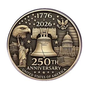 1776 to 2026 USA 250th Anniversary Bronze Hard Enamel Commemorative Pin 4th of July