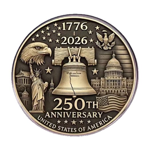 1776 to 2026 USA 250th Anniversary Bronze Hard Enamel Commemorative Pin 4th of July 3