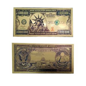 One Million Dollar 24K Gold Plated Bill Collectible Banknotes for Decoration 24K Gold and Silver Plated Replica Bills One Million Dollar 24K Gold Plated Bill Collectible Banknotes for Decoration 24K Gold and Silver Plated Replica Bills