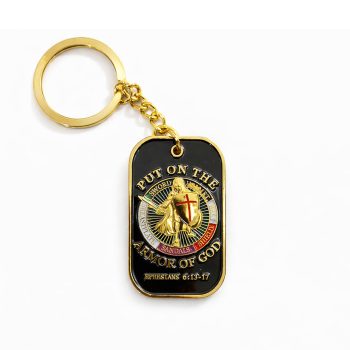 Put on the Whole Armor of God Christian Gold Plated Dog Tag Keychain All Products 3