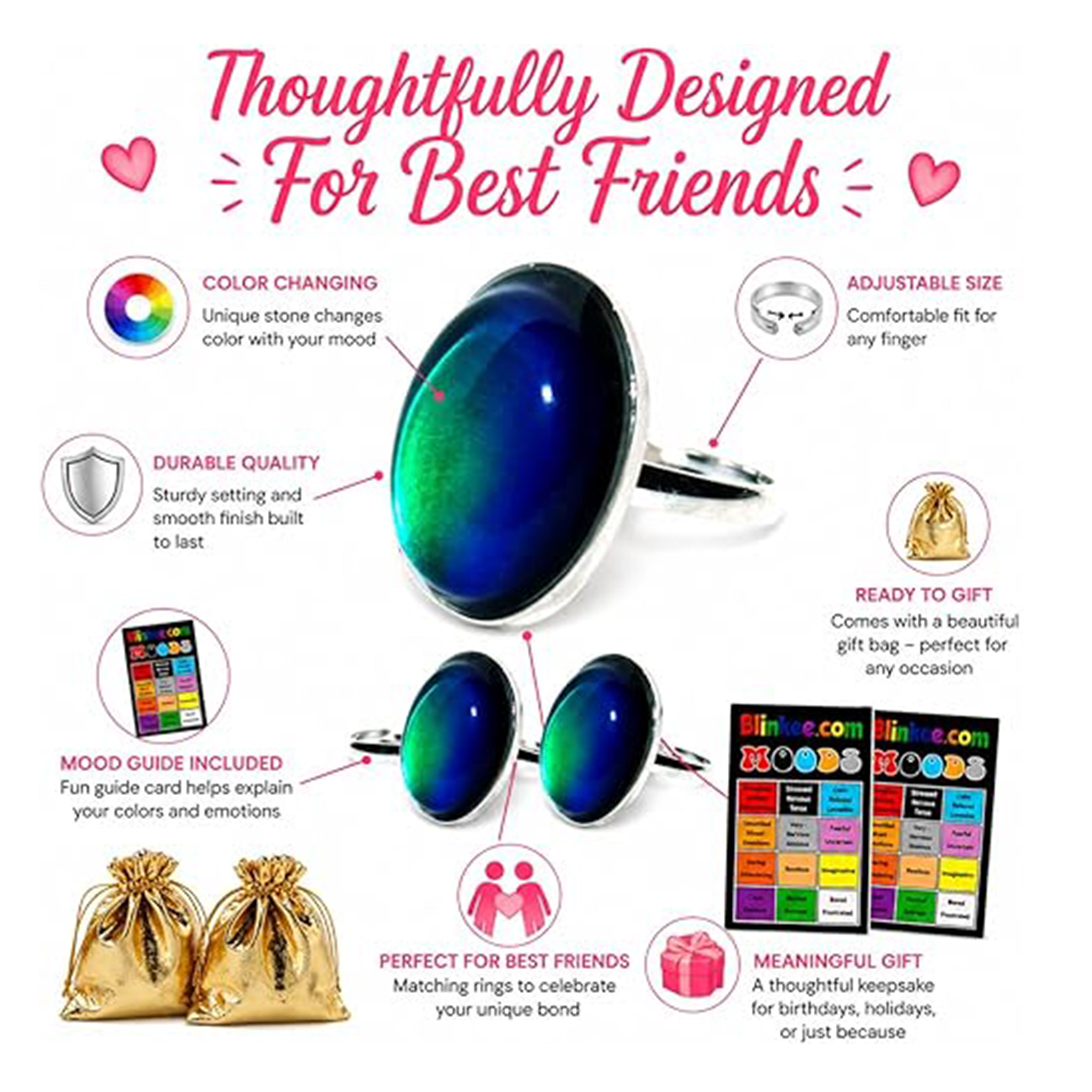 2 Pack Oval Color Changing Friendship Rings with Mood Guide Card All Products 2 Pack Oval Color Changing Friendship Rings with Mood Guide Card All Products 7
