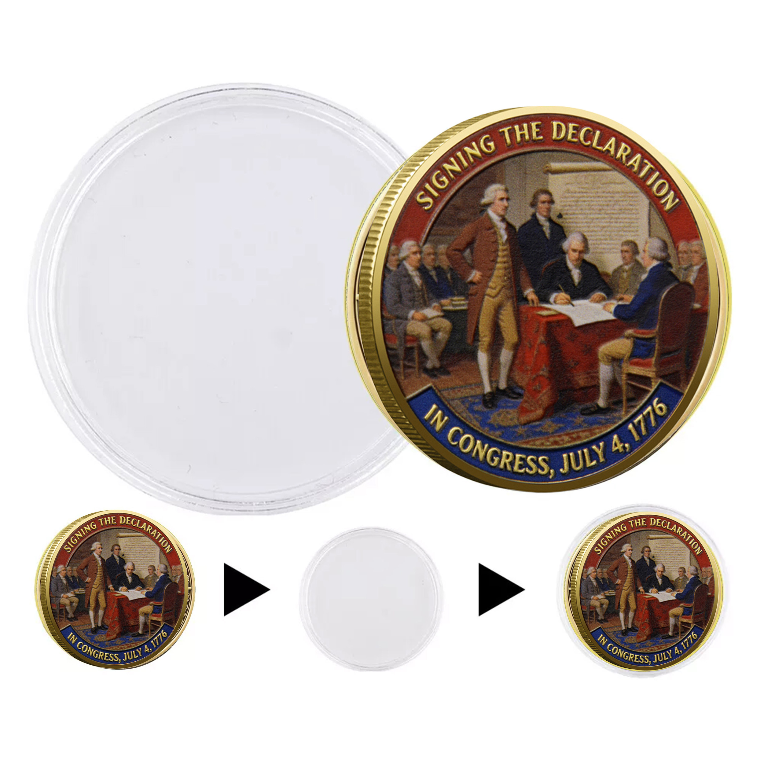 Signing the Declaration 250th Anniversary USA Gold Plated Commemorative Coin 4th of July Signing the Declaration 250th Anniversary USA Gold Plated Commemorative Coin 4th of July 7