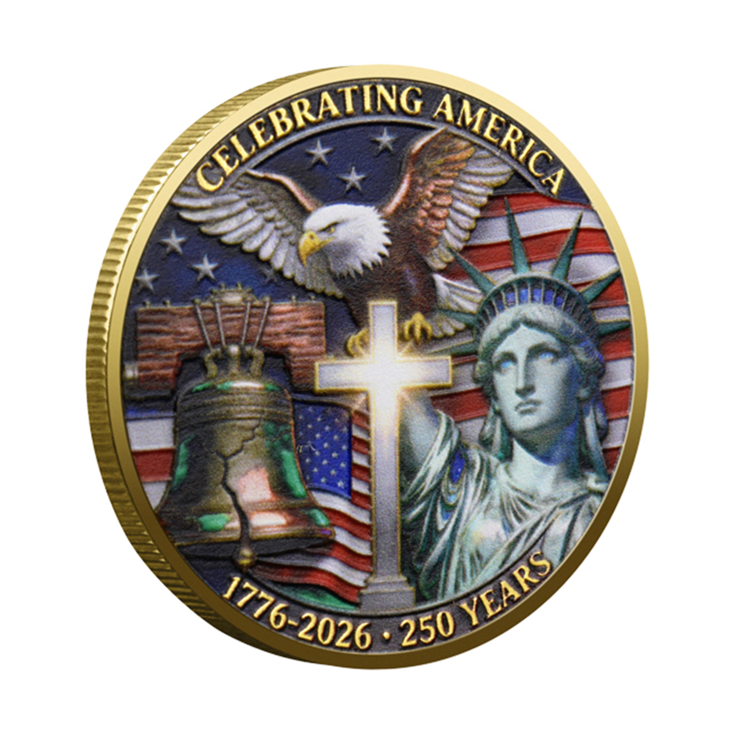 Celebrating America 250th Anniversary Commemorative Gold Plated Coin 4th of July Celebrating America 250th Anniversary Commemorative Gold Plated Coin 4th of July 2