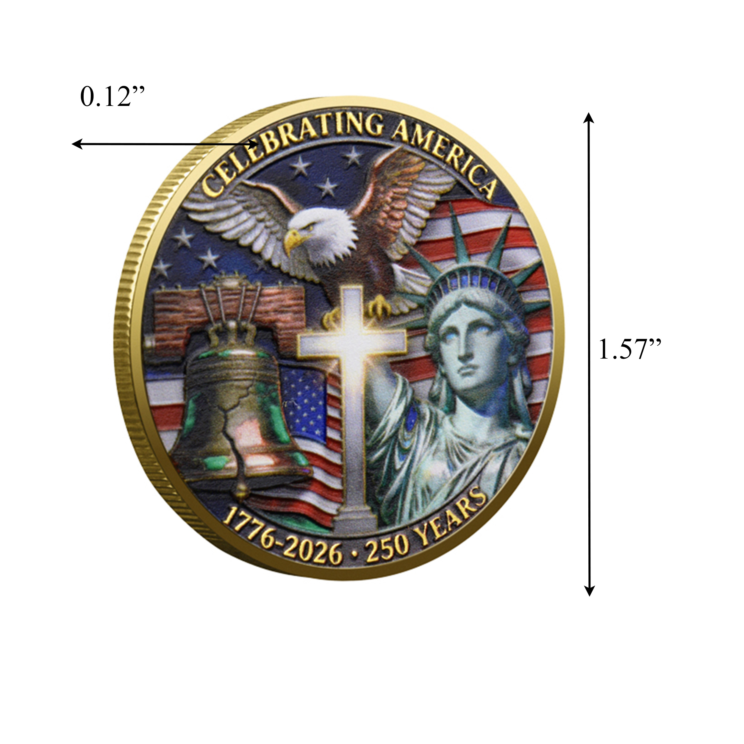 Celebrating America 250th Anniversary Commemorative Gold Plated Coin 4th of July Celebrating America 250th Anniversary Commemorative Gold Plated Coin 4th of July 3