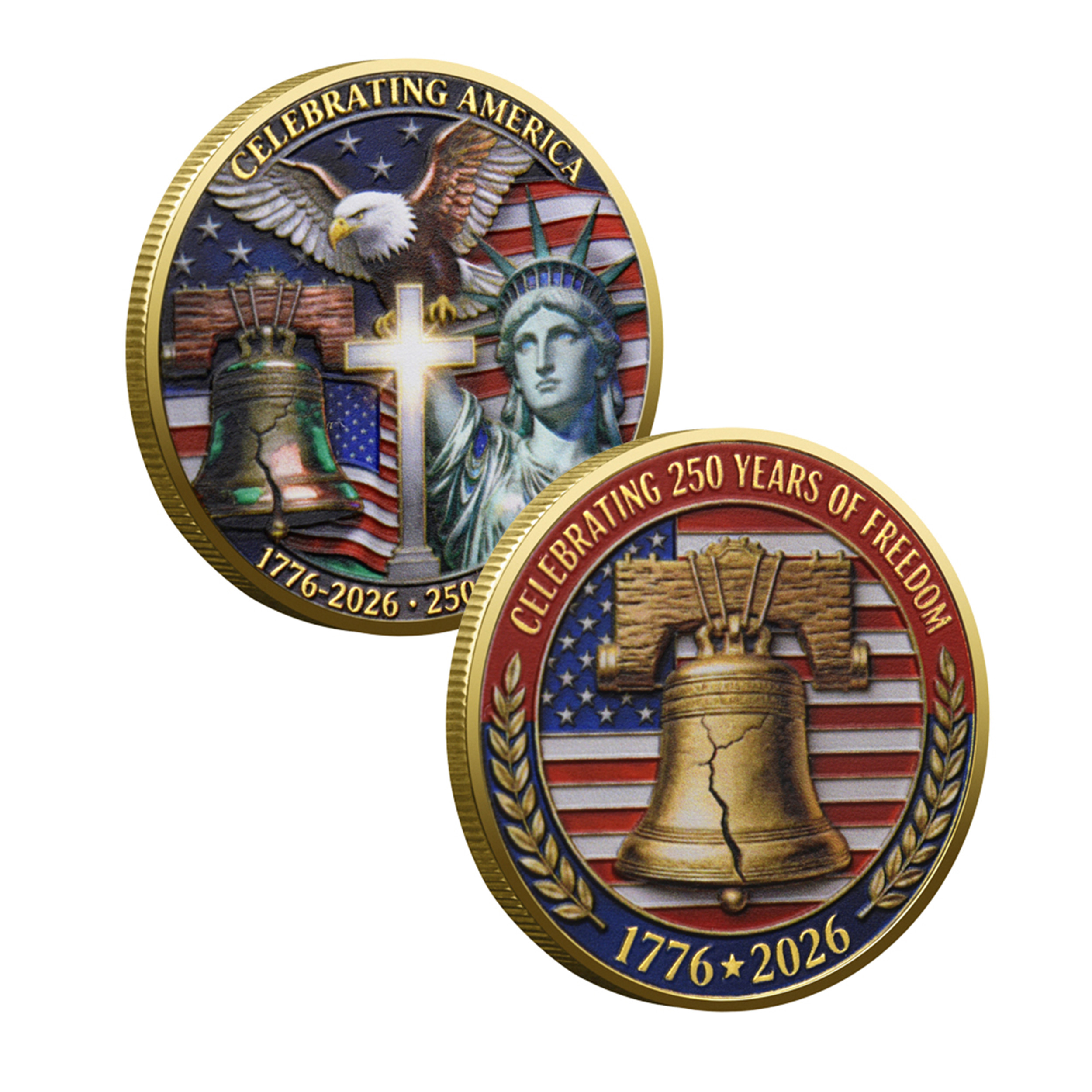 Celebrating America 250th Anniversary Commemorative Gold Plated Coin 4th of July Celebrating America 250th Anniversary Commemorative Gold Plated Coin 4th of July 4