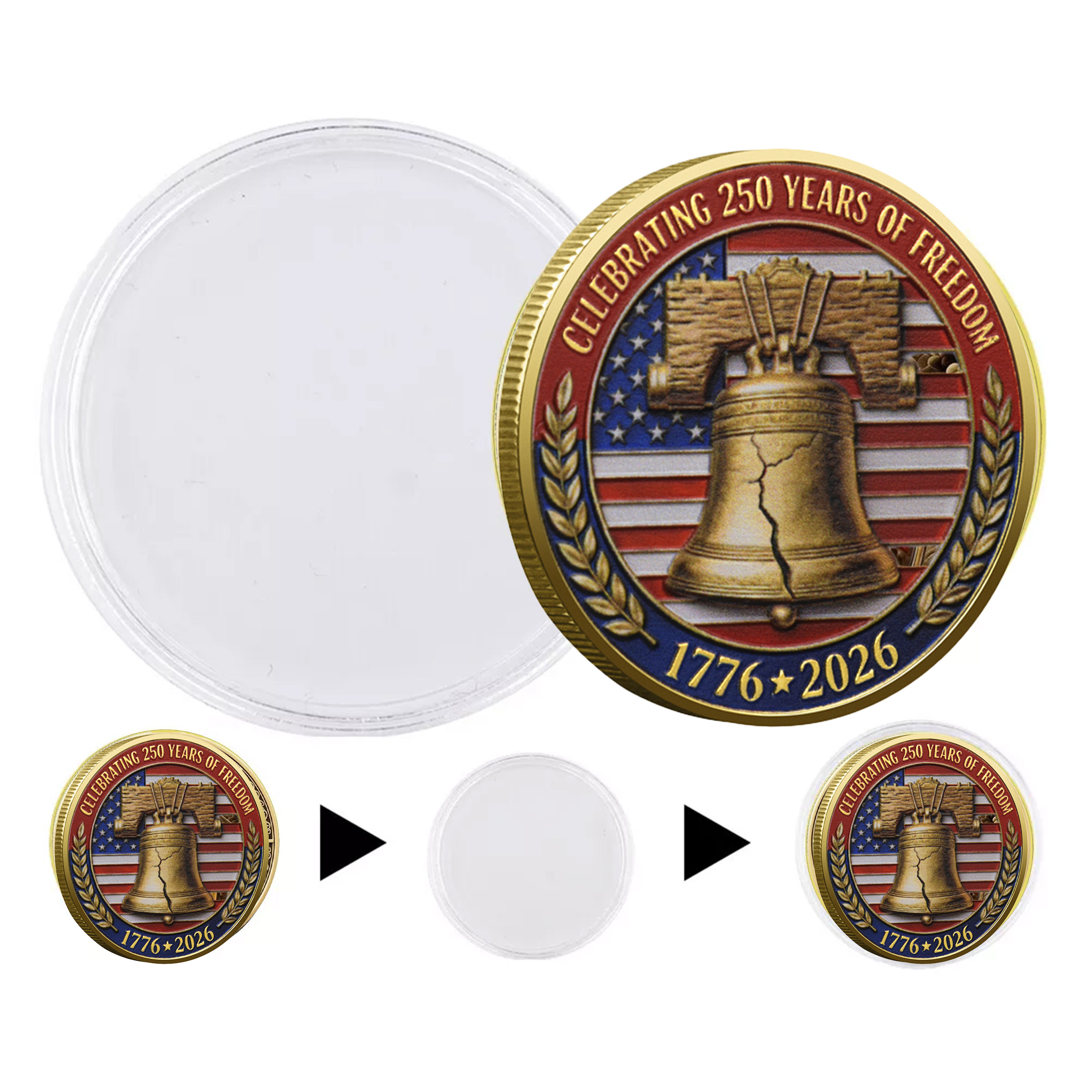 Celebrating America 250th Anniversary Commemorative Gold Plated Coin 4th of July Celebrating America 250th Anniversary Commemorative Gold Plated Coin 4th of July 5