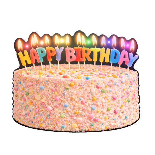 Flashing Rainbow Sprinkle Birthday Cake LED Lapel Pin All Body Lights and Blinkees
