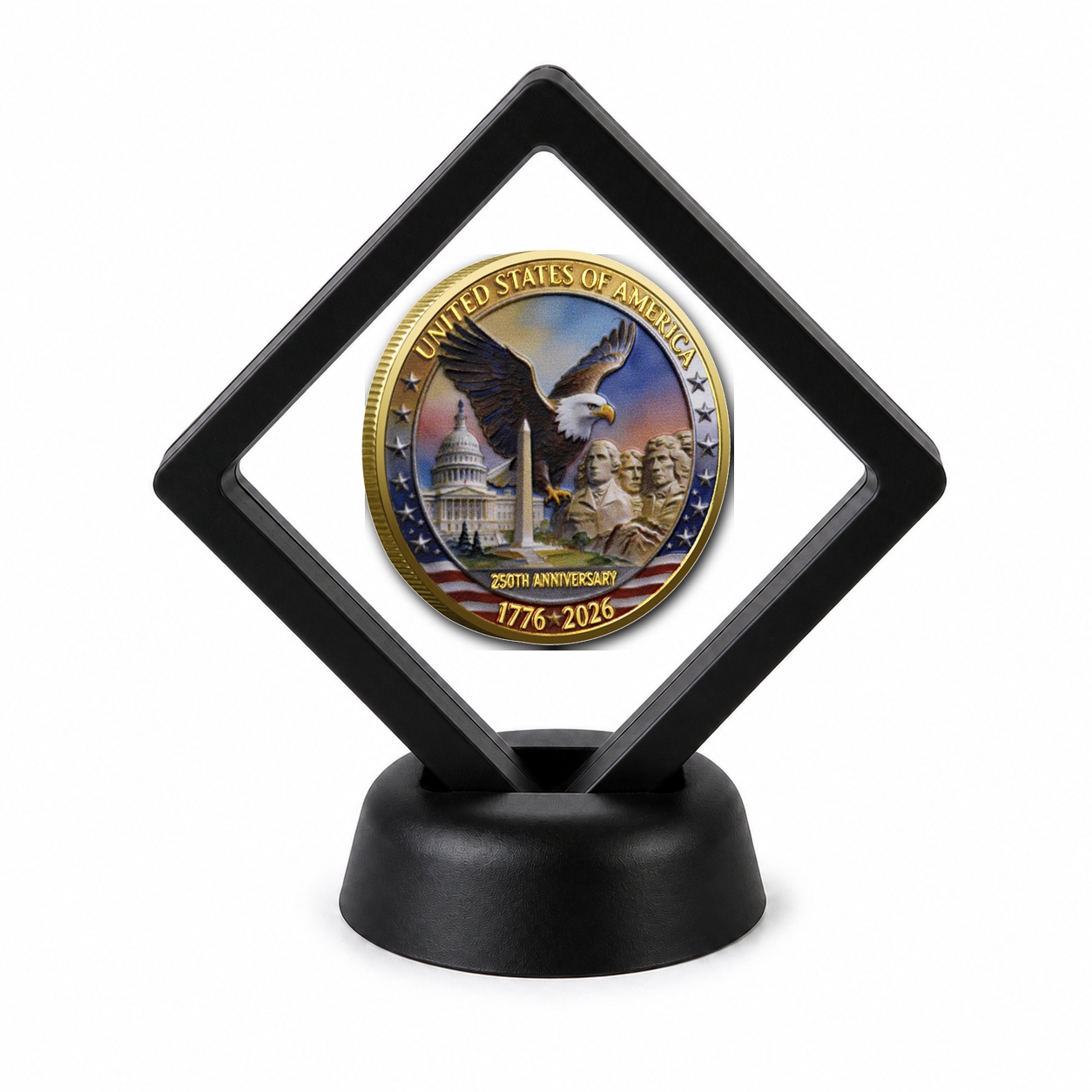 250th Anniversary Coin Display Stand with Coin of Choice Challenge Coins 250th Anniversary Coin Display Stand with Coin of Choice Challenge Coins 3