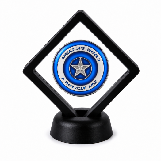Police and Law Enforcement Coin Display Stand with Coin of Choice Challenge Coins