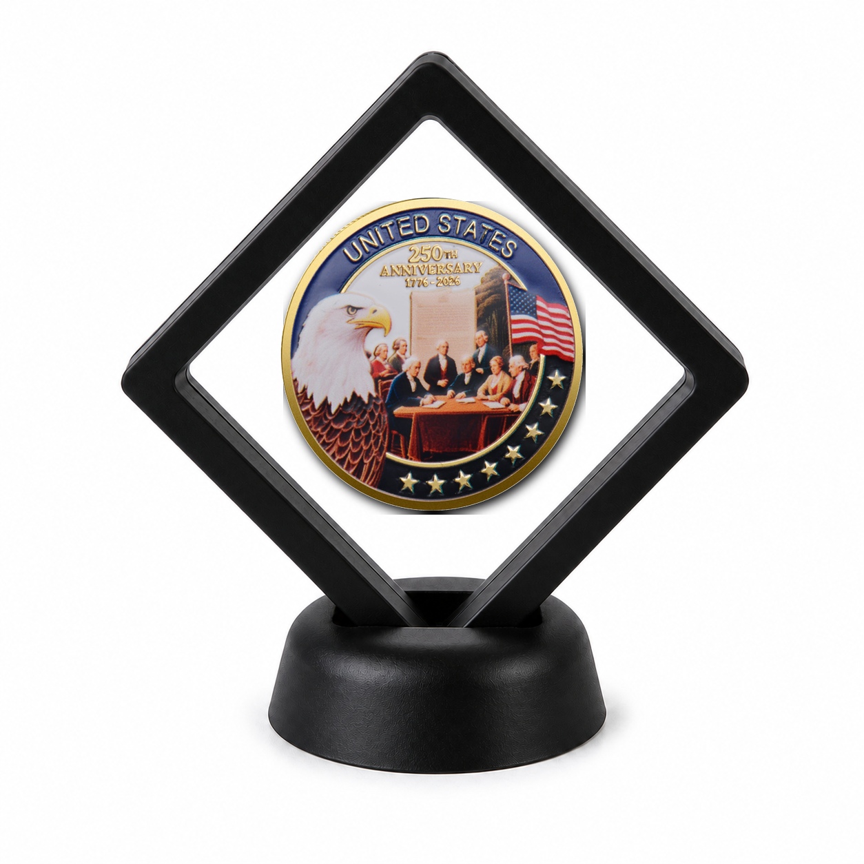 250th Anniversary Coin Display Stand with Coin of Choice Challenge Coins 250th Anniversary Coin Display Stand with Coin of Choice Challenge Coins 9