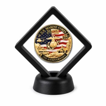 US Marine Corps Coin Display Stand with Coin of Choice Challenge Coins