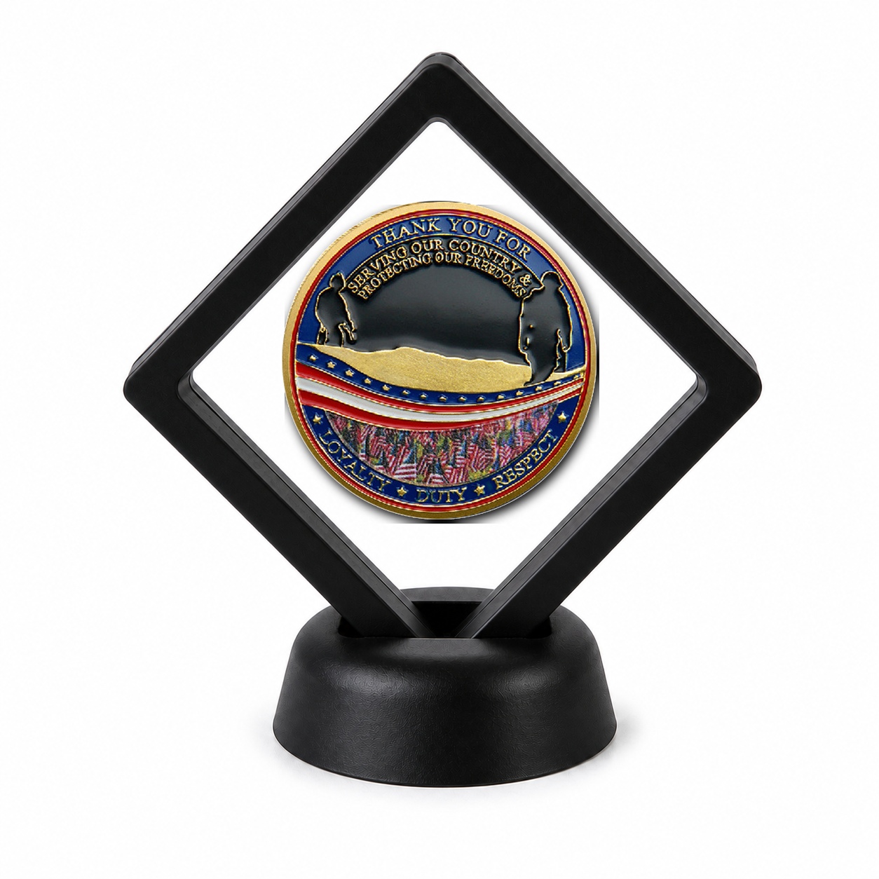 Veterans and Military Coin Display Stand with Coin of Choice Challenge Coins Veterans and Military Coin Display Stand with Coin of Choice Challenge Coins 3