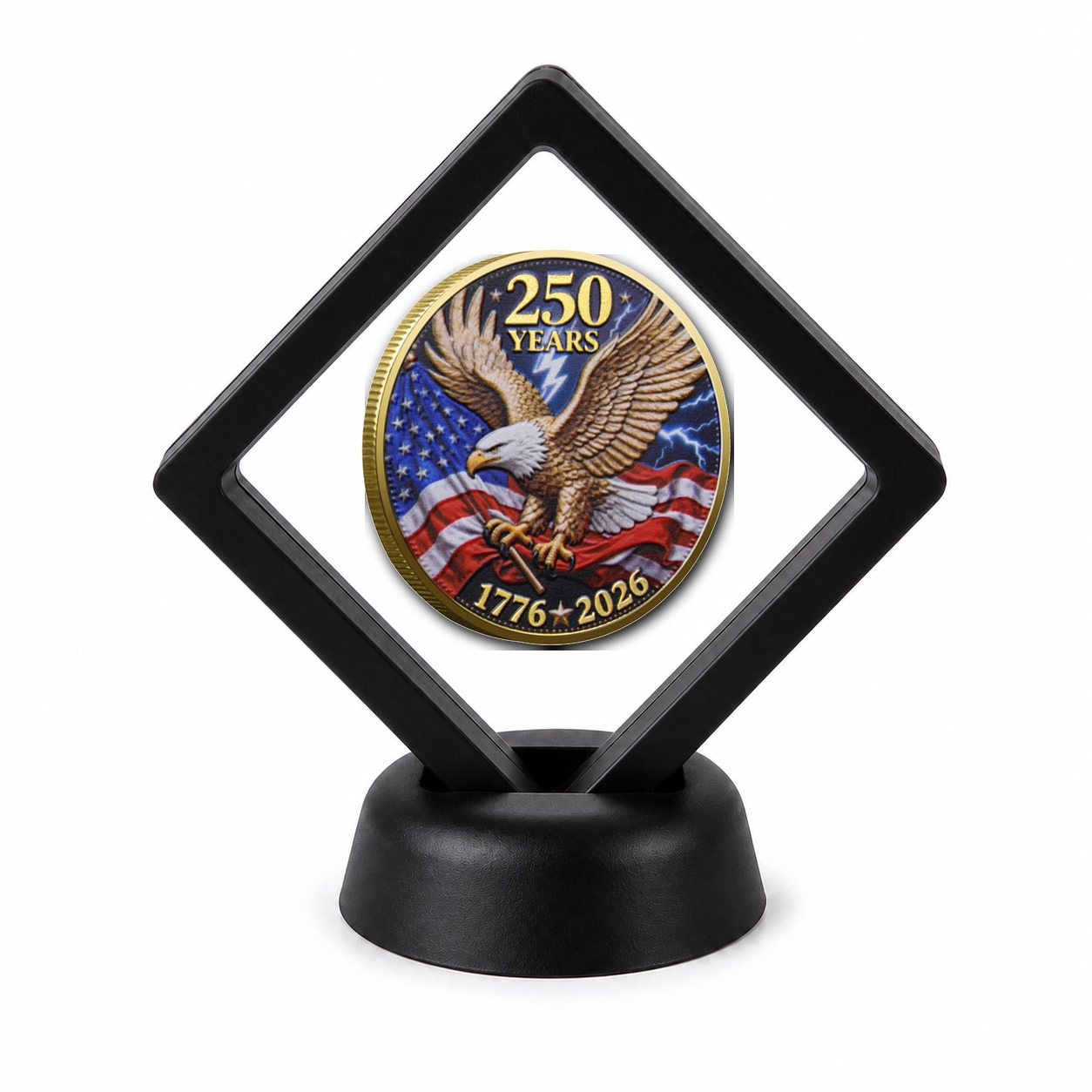 250th Anniversary Coin Display Stand with Coin of Choice Challenge Coins 250th Anniversary Coin Display Stand with Coin of Choice Challenge Coins 12