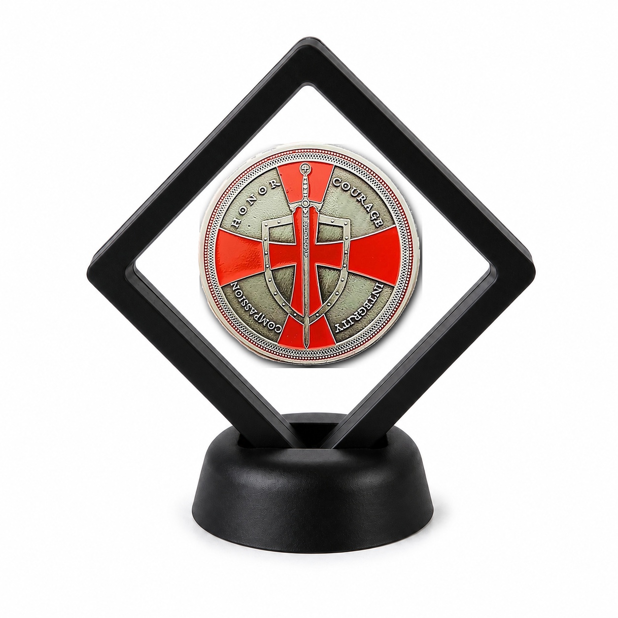 Catholic and Saints Coin Display Stand with Coin of Choice Challenge Coins Catholic and Saints Coin Display Stand with Coin of Choice Challenge Coins 2