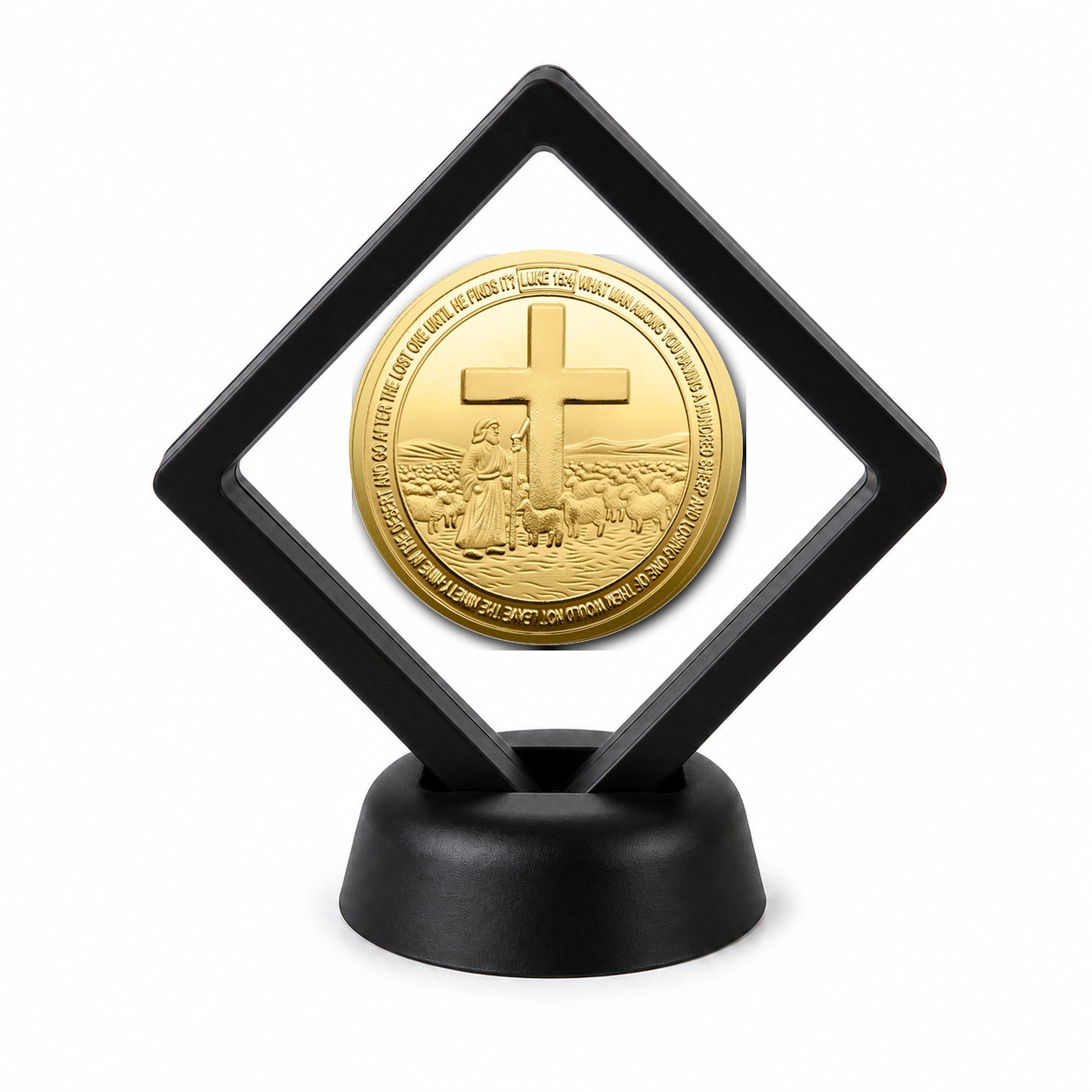Catholic and Saints Coin Display Stand with Coin of Choice Challenge Coins Catholic and Saints Coin Display Stand with Coin of Choice Challenge Coins 6