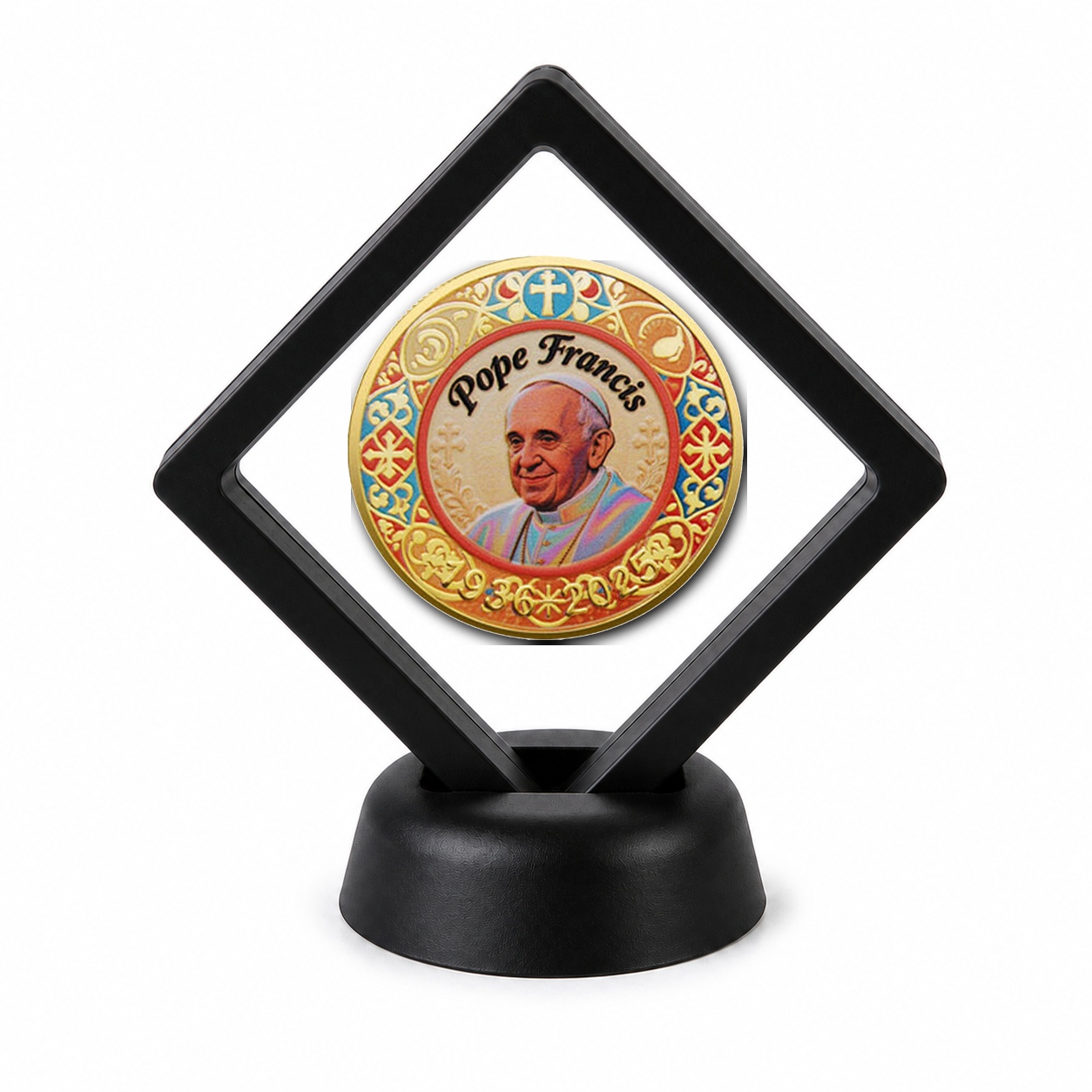 Catholic and Saints Coin Display Stand with Coin of Choice Challenge Coins Catholic and Saints Coin Display Stand with Coin of Choice Challenge Coins 3