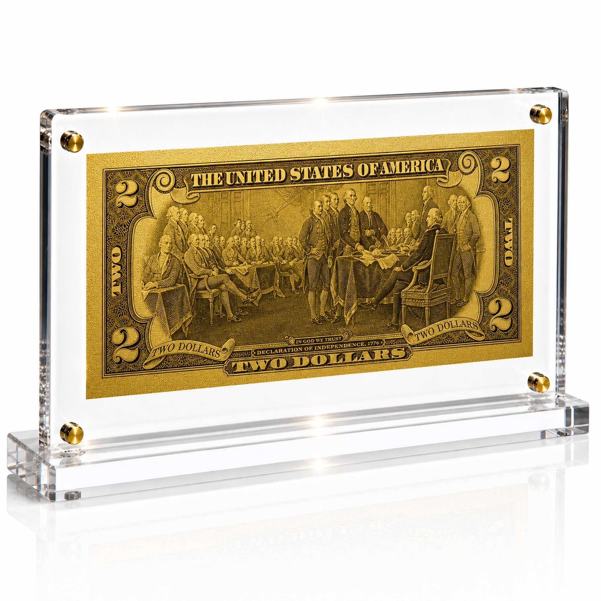 2 Dollar Gold Foil Bill with Acrylic Display Stand Gold Foil Bill Displays 2 Dollar Gold Foil Bill with Acrylic Display Stand Gold Foil Bill Displays 2