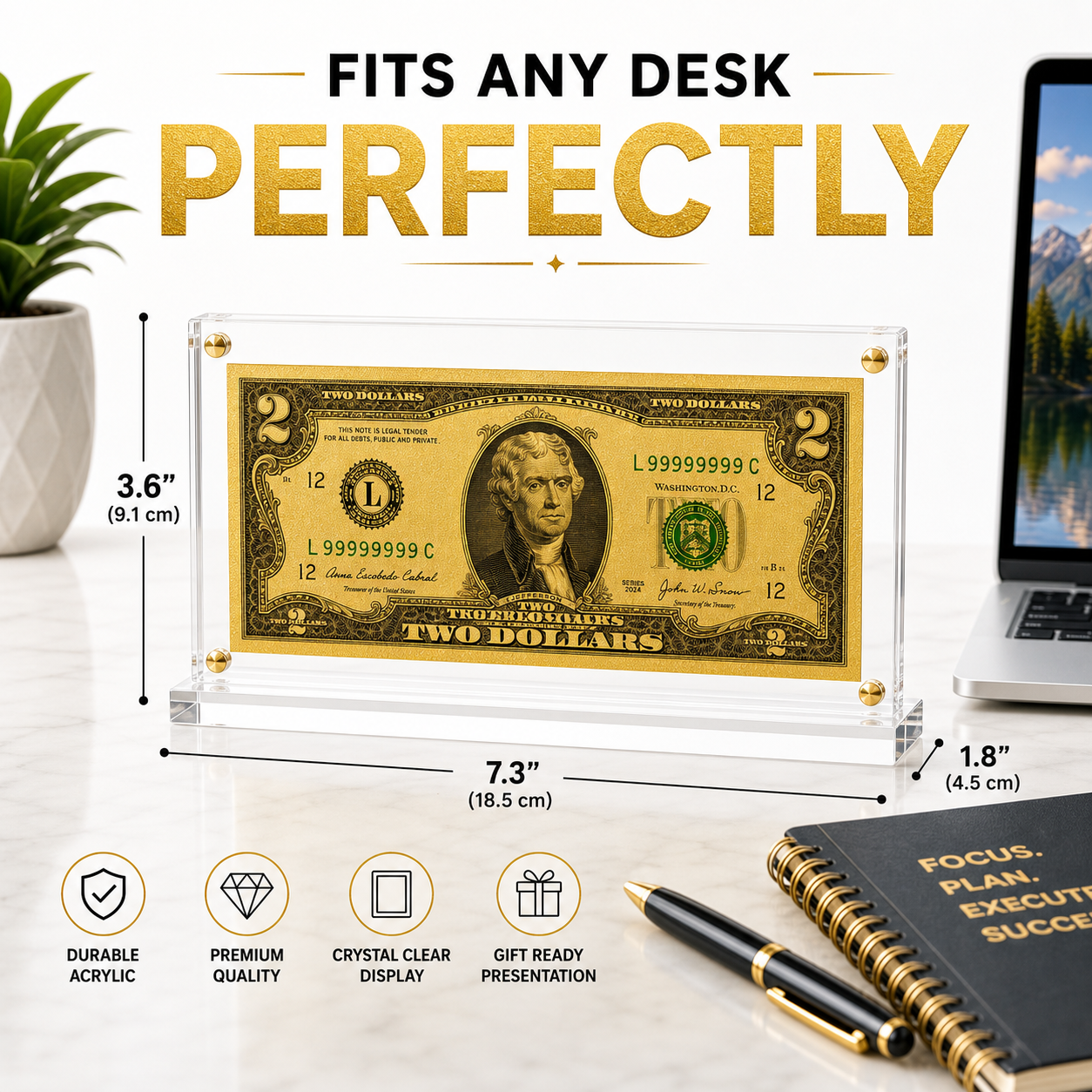2 Dollar Gold Foil Bill with Acrylic Display Stand Gold Foil Bill Displays 2 Dollar Gold Foil Bill with Acrylic Display Stand Gold Foil Bill Displays 5
