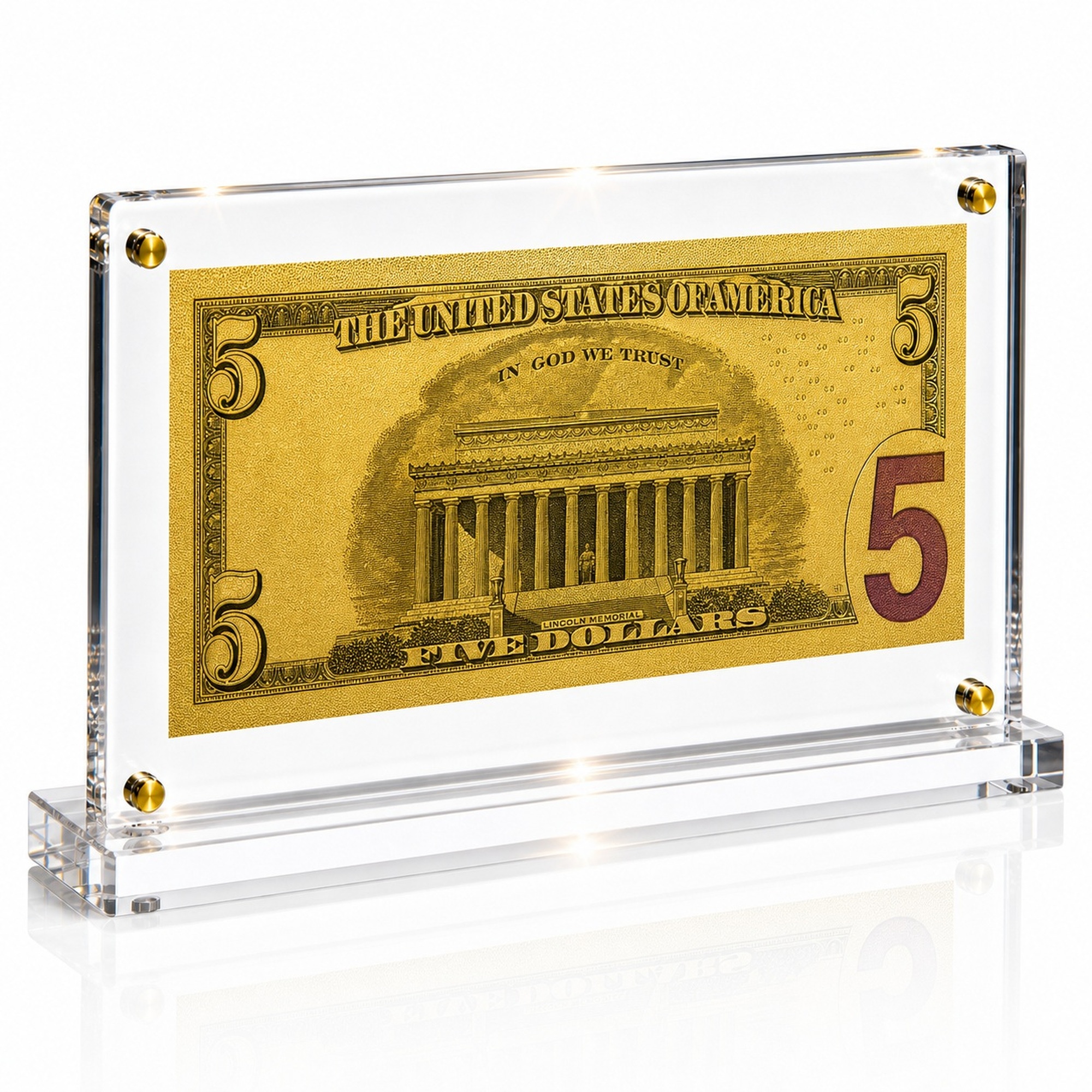 5 Dollar Gold Foil Bill with Acrylic Display Stand Gold Foil Bill Displays 5 Dollar Gold Foil Bill with Acrylic Display Stand Gold Foil Bill Displays 2