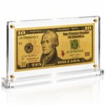 10 Dollar Gold Foil Bill with Acrylic Display Stand