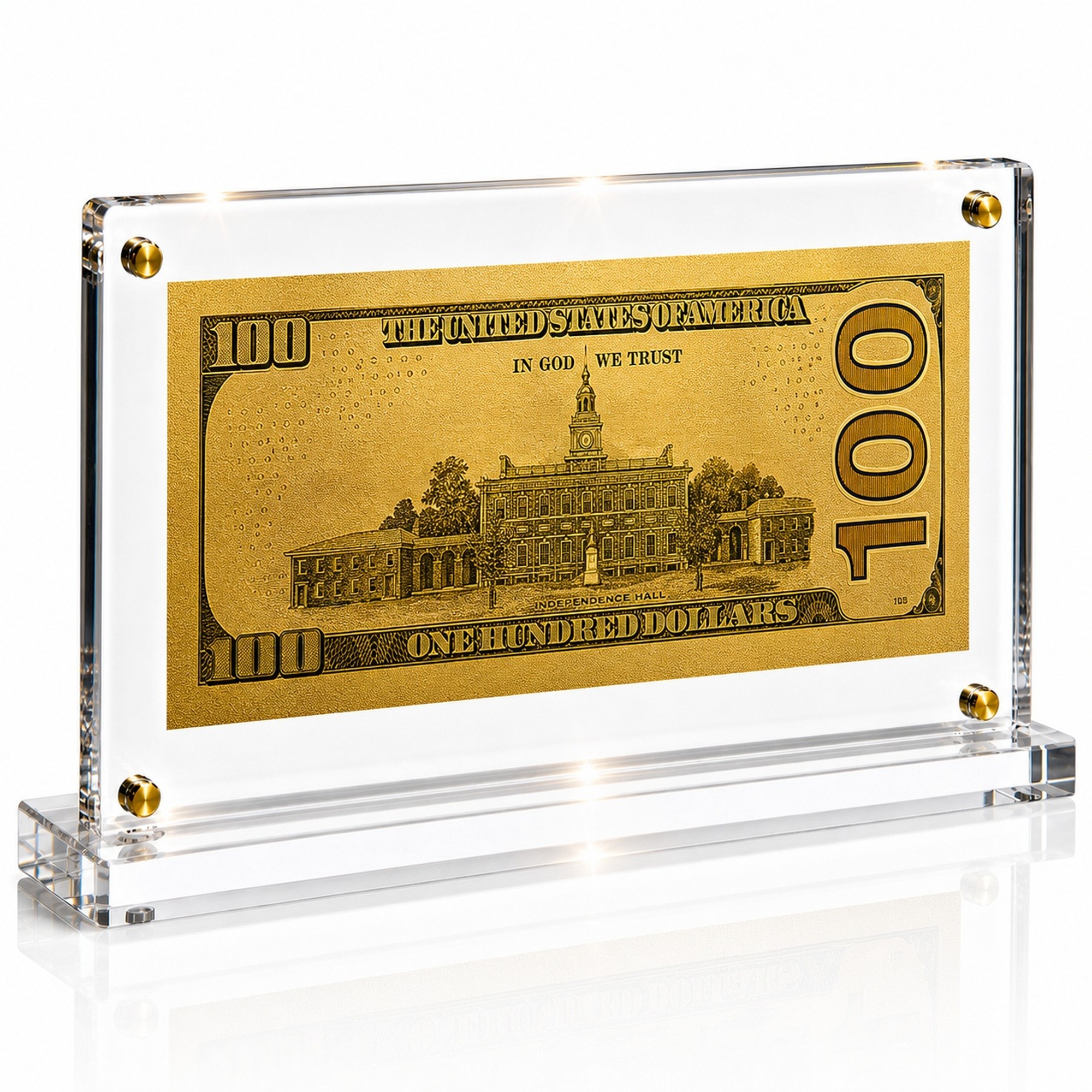 100 Dollar Gold Foil Bill with Acrylic Display Stand Gold Foil Bill Displays 100 Dollar Gold Foil Bill with Acrylic Display Stand Gold Foil Bill Displays 2