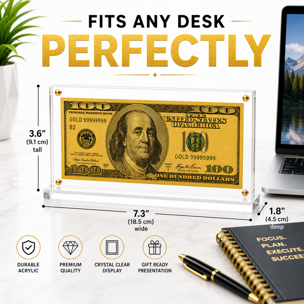 100 Dollar Gold Foil Bill with Acrylic Display Stand Gold Foil Bill Displays 100 Dollar Gold Foil Bill with Acrylic Display Stand Gold Foil Bill Displays 5