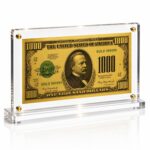 1,000 Dollar Gold Foil Bill with Acrylic Display Stand