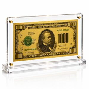 1,000 Dollar Gold Foil Bill with Acrylic Display Stand Gold Foil Bill Displays 1,000 Dollar Gold Foil Bill with Acrylic Display Stand Gold Foil Bill Displays