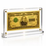 10,000 Dollar Gold Foil Bill with Acrylic Display Stand