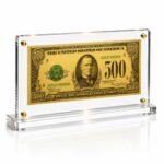 500 Dollar Gold Foil Bill with Acrylic Display Stand